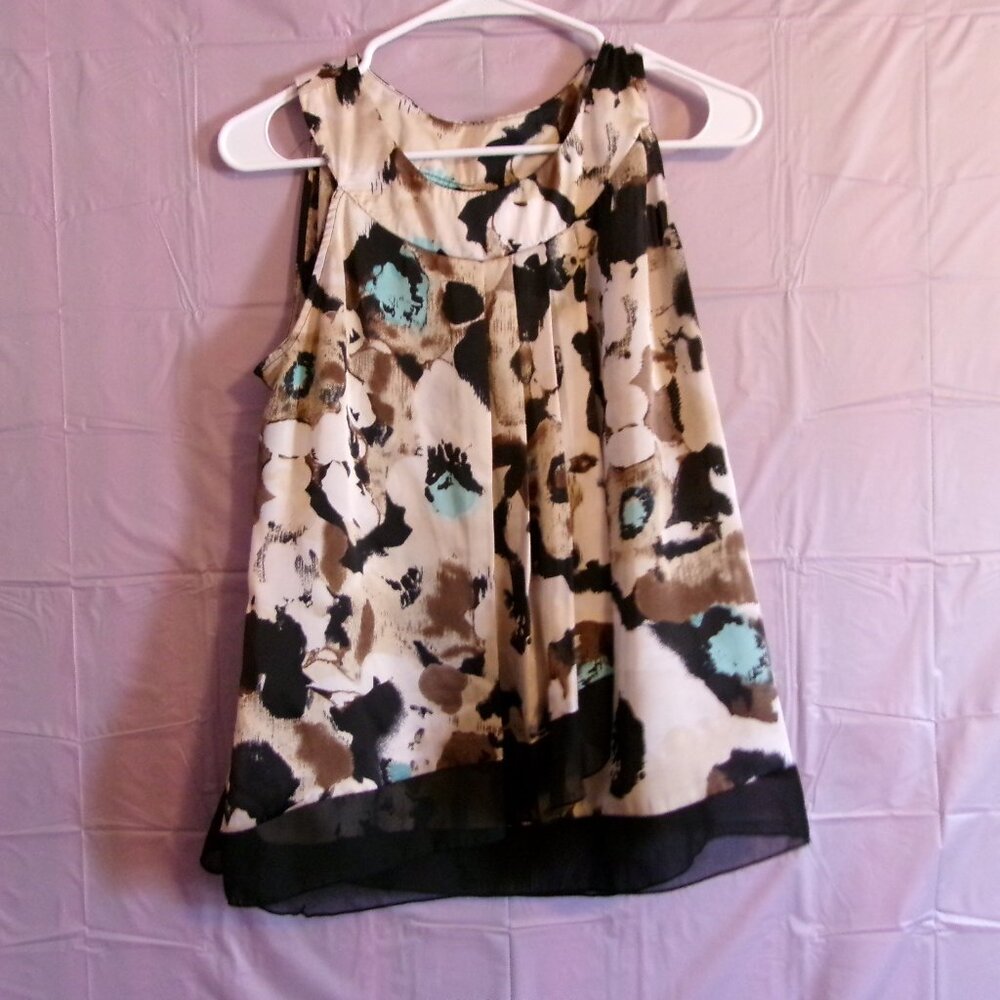 New Direction Size M Sleeveless Pullover Blouse Beige & Brown